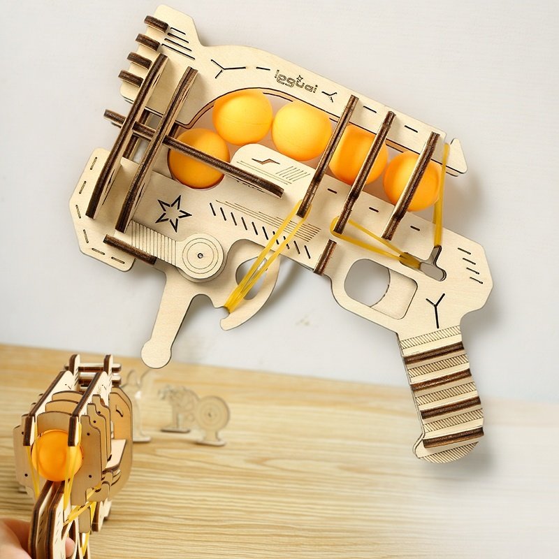 Badminton Kids - Wooden DIY Assembled Rubber Band Gun